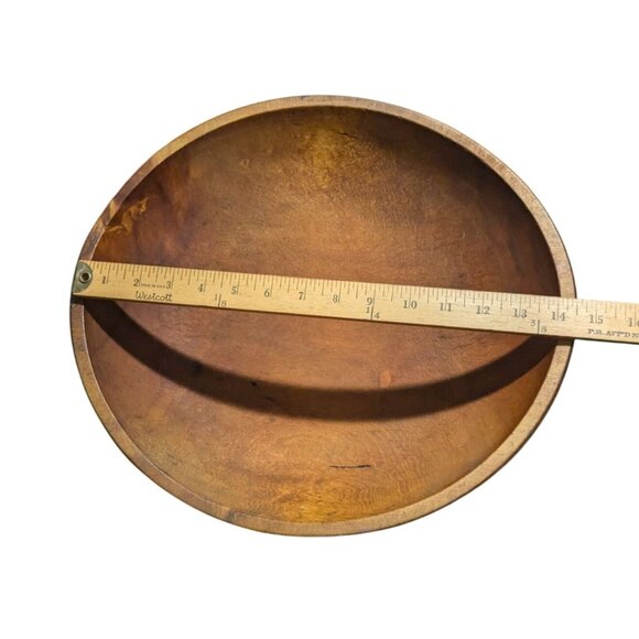 Large Vintage Wooden Salad Bowl patina rustic popcorn salad - Picture 13 of 16